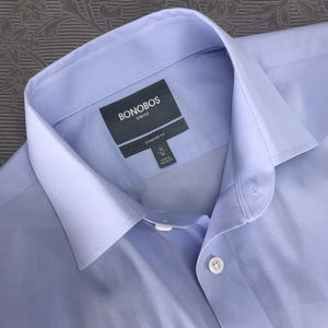 BONOBOS Stretch Blue Dress Shirt Cotton Blend